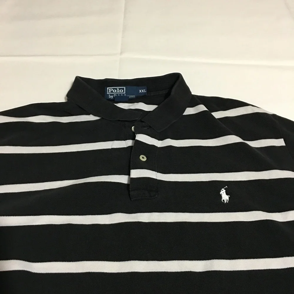 Polo Ralph Lauren Polo Shirt Mens 2XL Black Striped Preppy